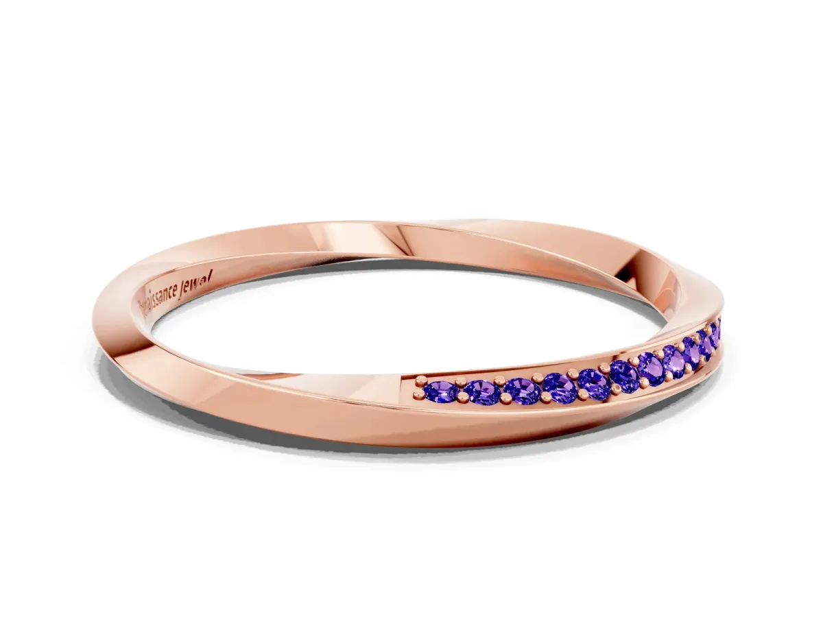 Pavé Round Tanzanite Twist Band Rose gold