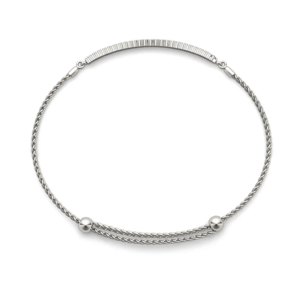 Pavé Round Diamond Adjustable Chain Bracelet White gold