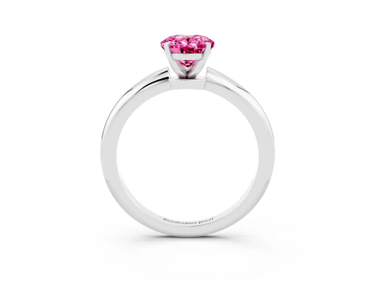 Oval Cut Pink Sapphire Solitaire Ring with Six-Prong Setting and Classic Band Silver