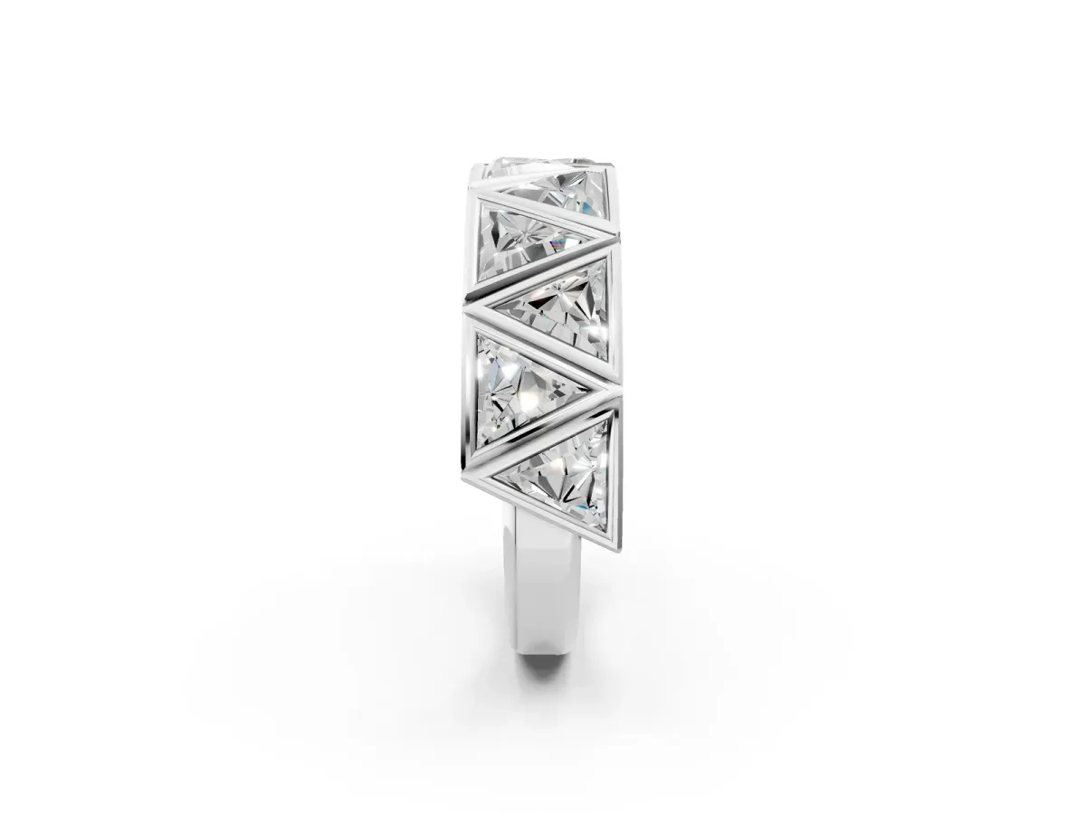 Triangle Diamond Geometric Mens Band White gold