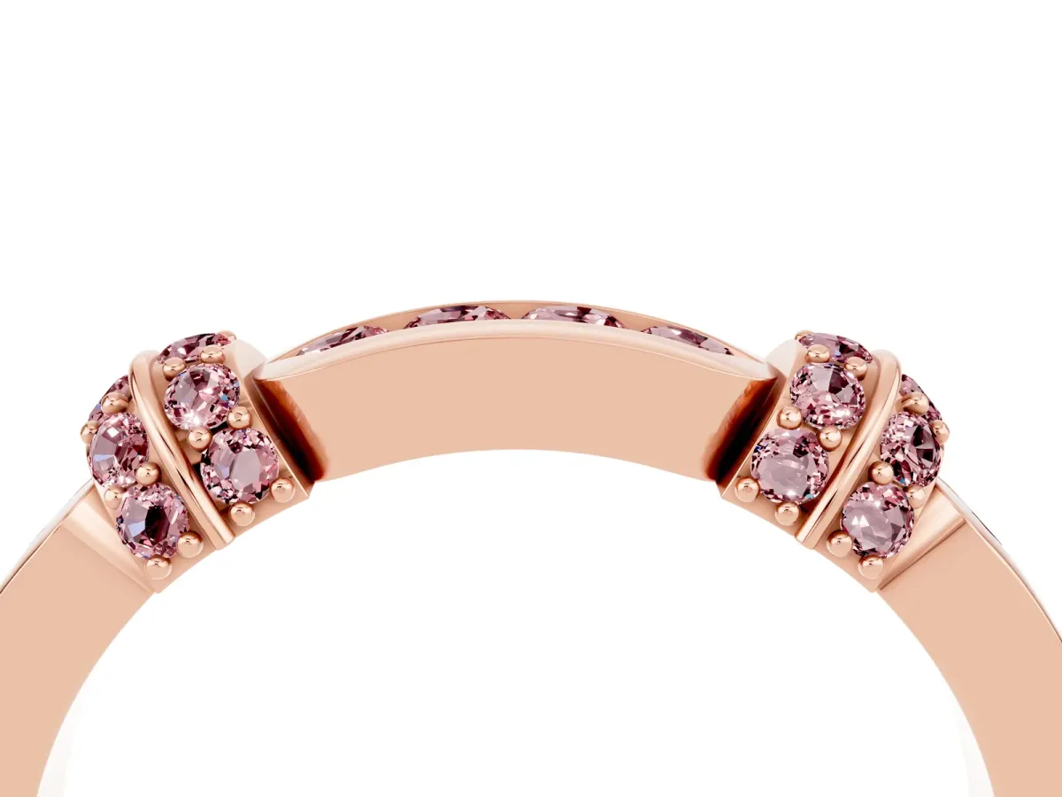 Pavé Round Morganite Link Band with Bezel Setting Rose gold