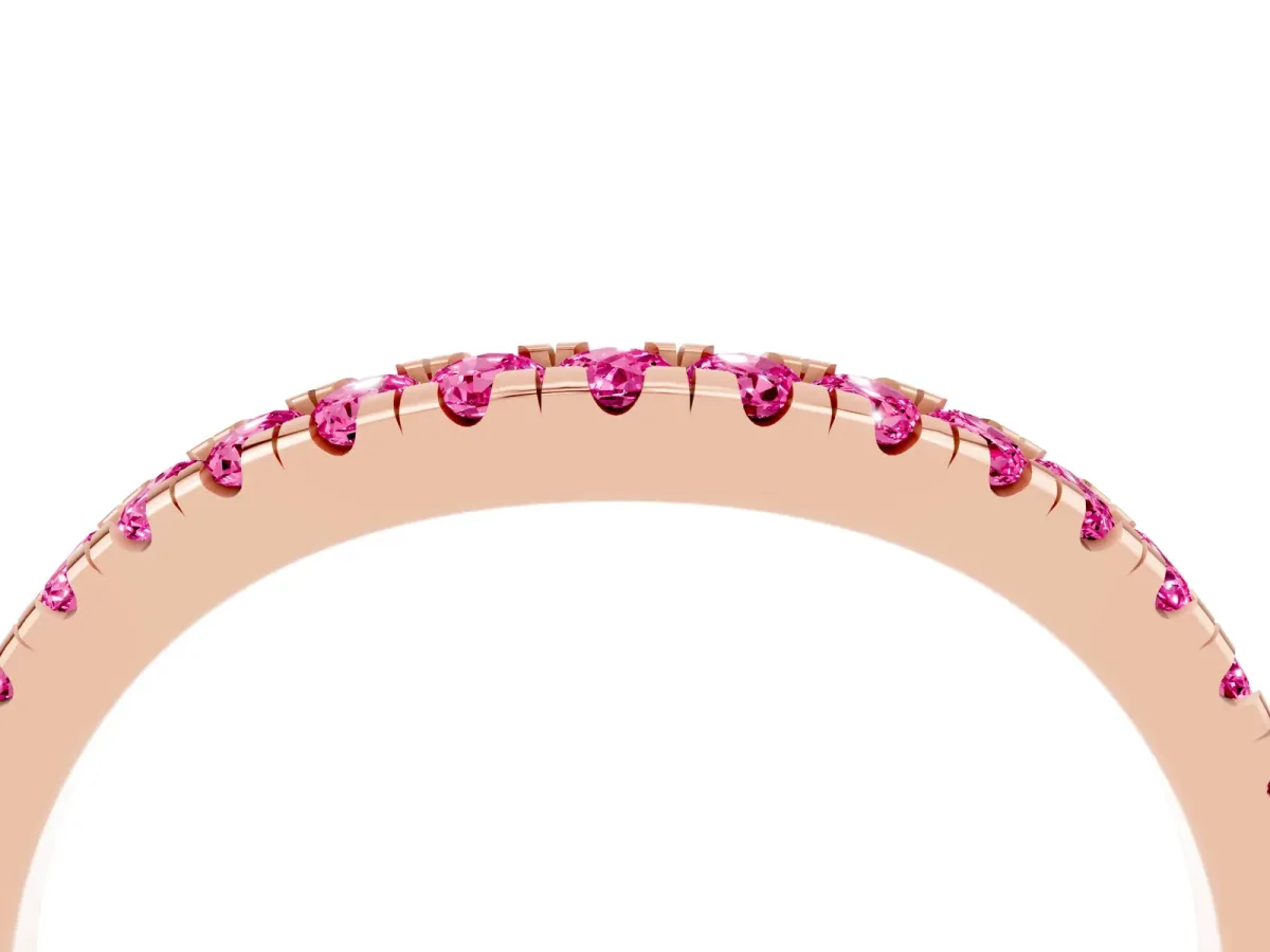 Pink Sapphire Pavé Curved Wedding Band Rose gold