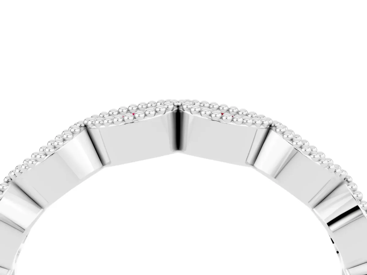 Milgrain Marquise Ruby Half Eternity Band with Bezel Setting Platinum