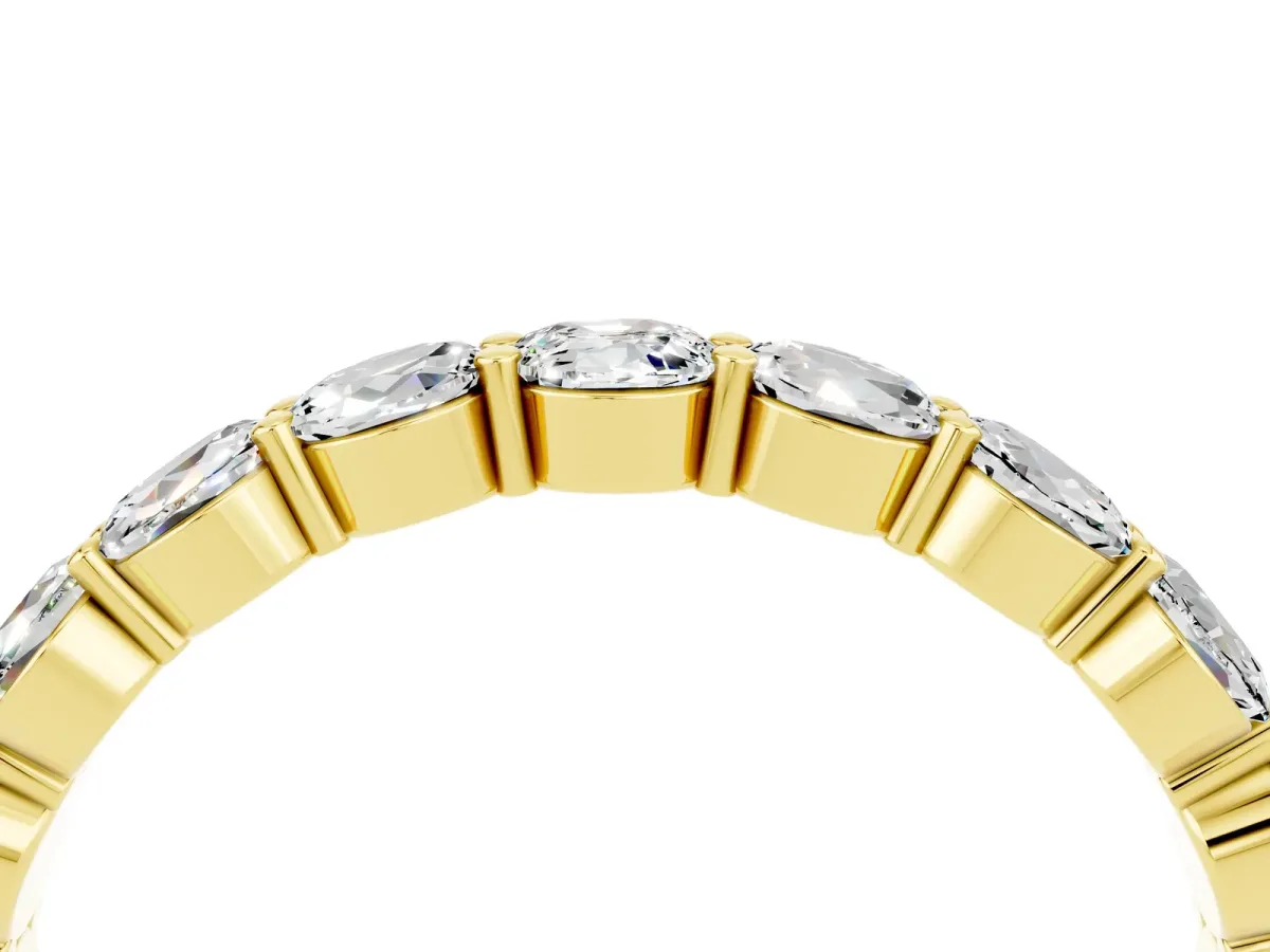 Round Moissanite Eternity Band with U-Prong Setting Yellow gold