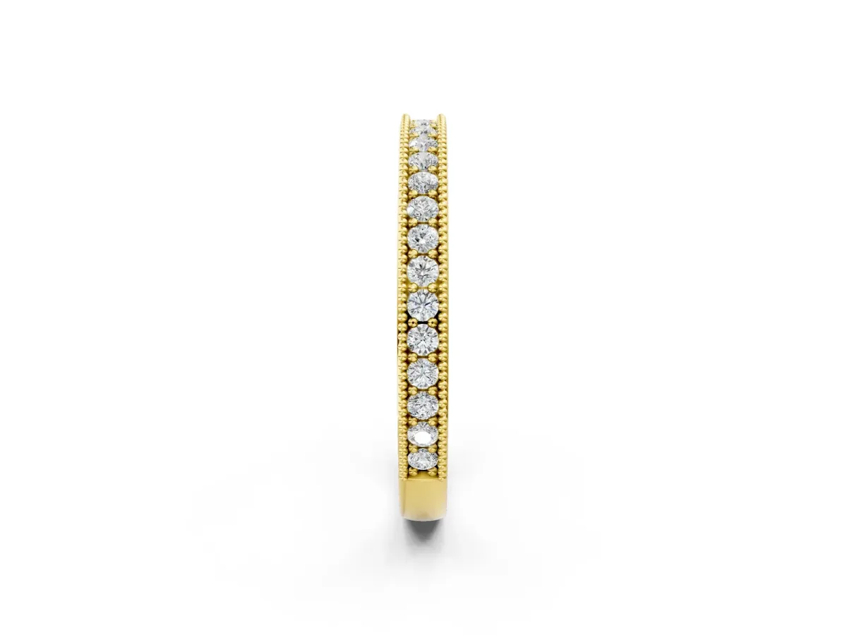 Round Diamond Pavé Eternity Band with Milgrain Edge Yellow gold
