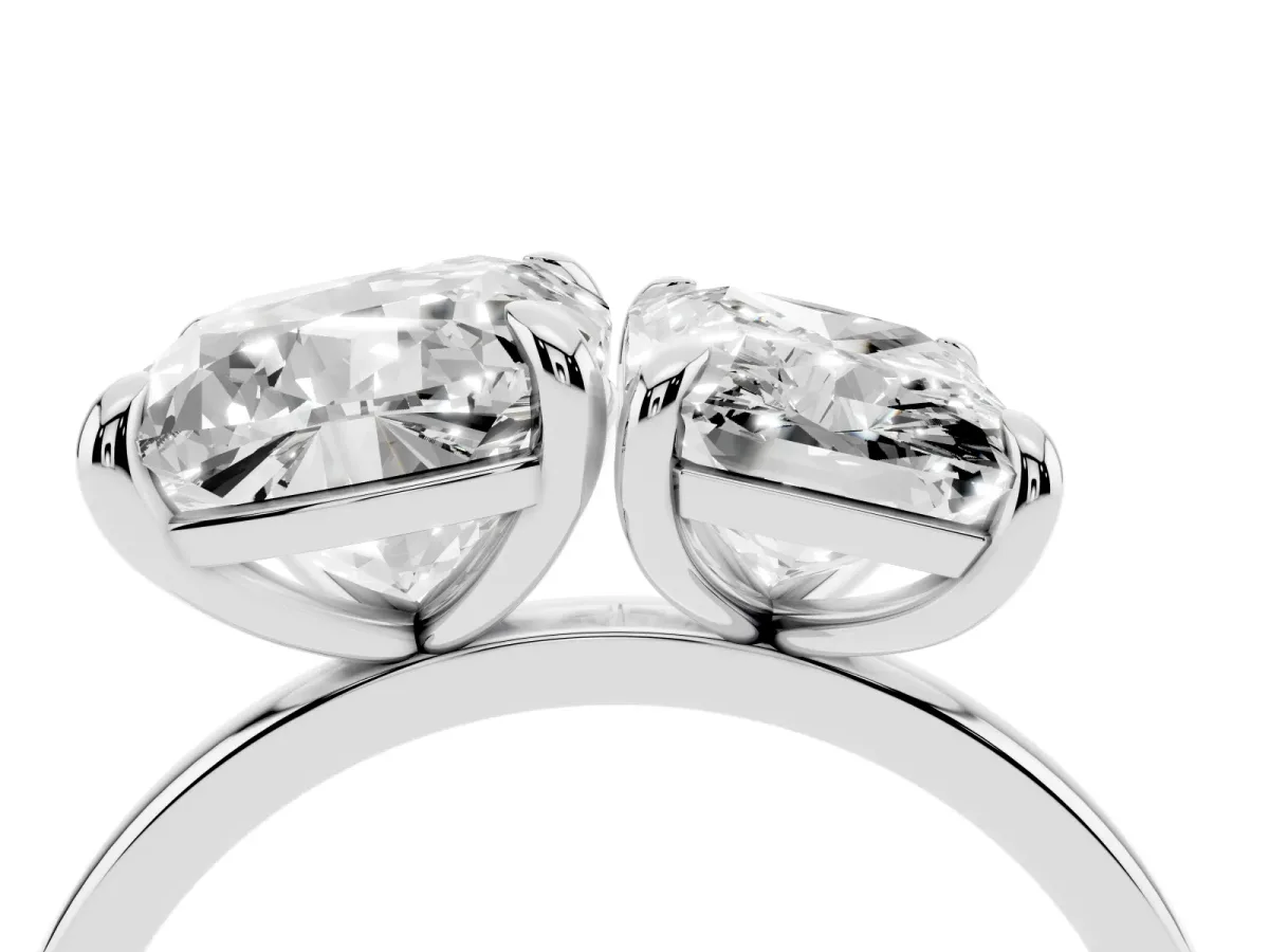Cushion and Radiant Toi Moi Ring with Prong Setting and Plain Band Silver