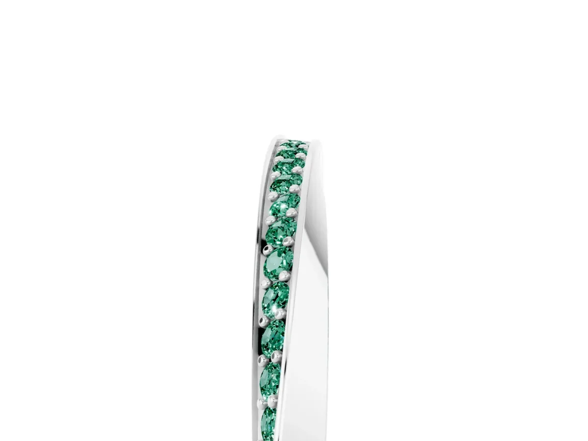 Pavé Round Green Sapphire Twist Band White gold