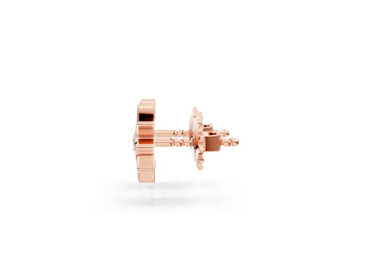 Round Diamond Sol Starburst Stud Earrings Rose gold