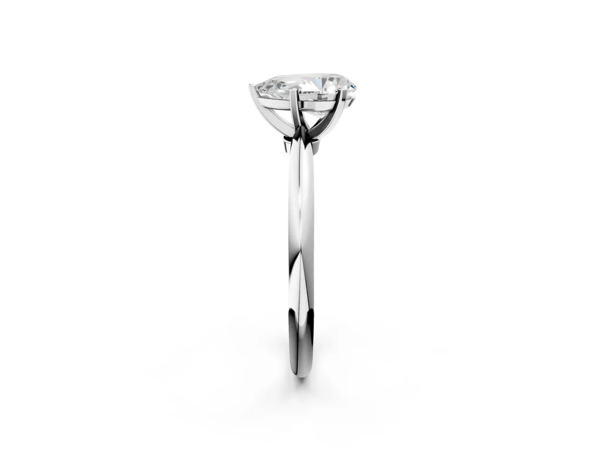 Pear Cut Diamond Solitaire Ring with Six-Prong Setting and Classic Band White gold