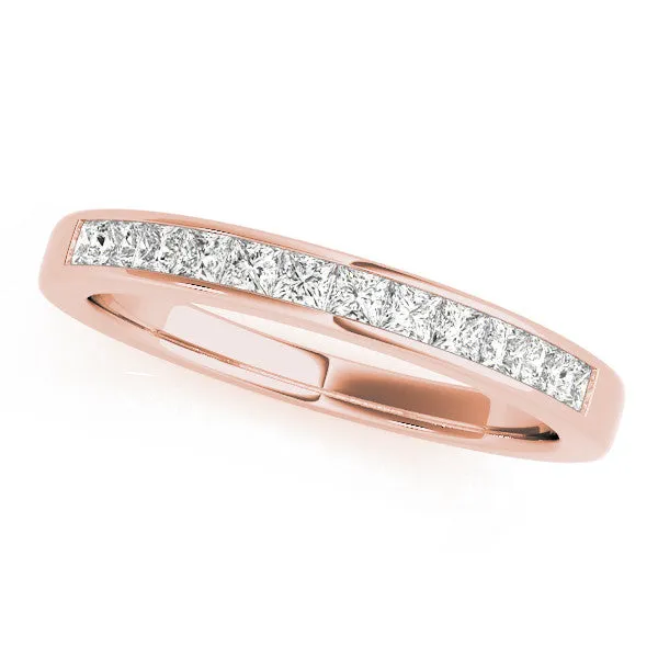 Princess Cut Channel Set Diamond Wedding Band Rose gold