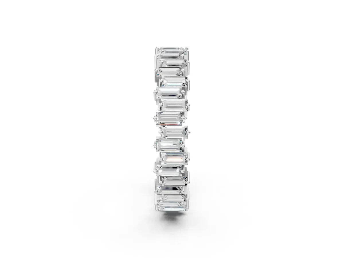 Baguette Diamond Full Eternity Ring with Prong Setting Platinum