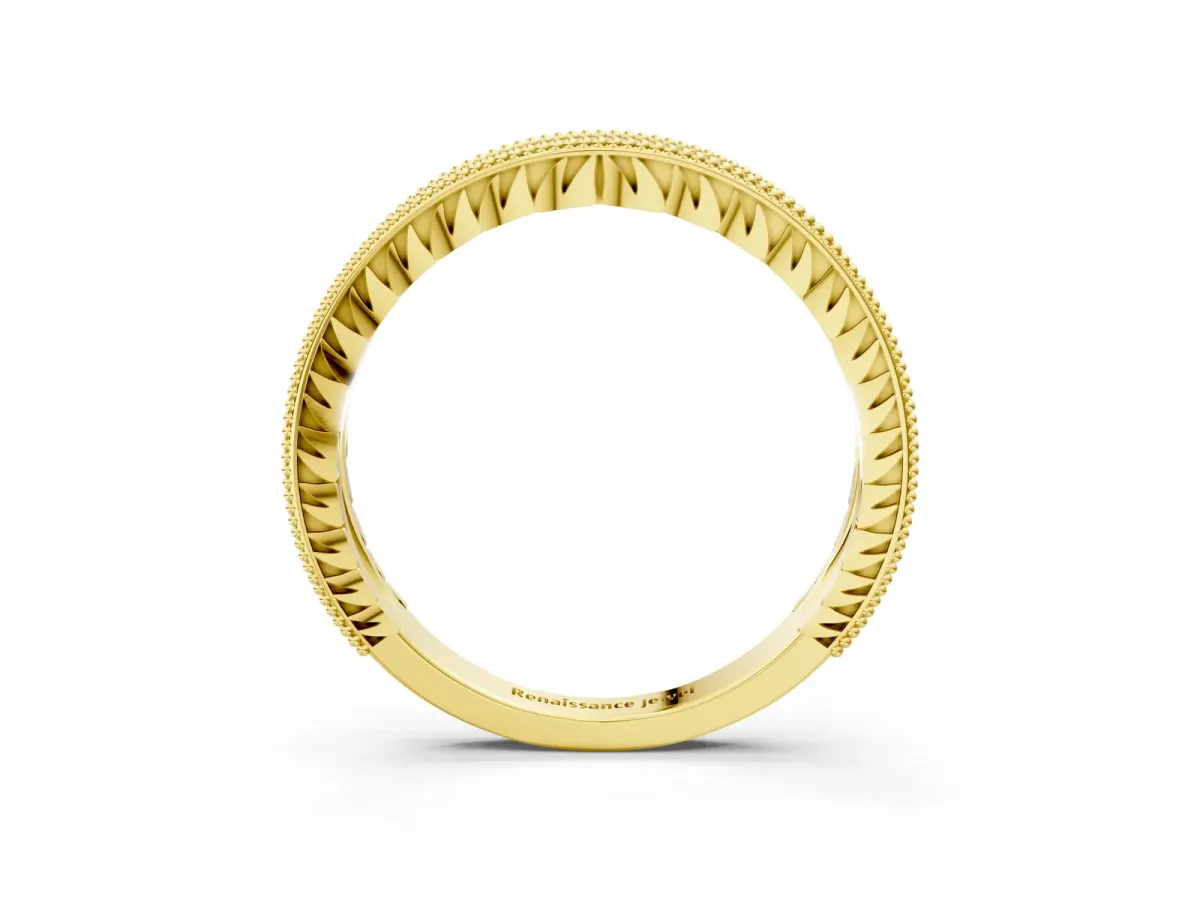 Round Cut Diamond Milgrain Pavé Eternity Band Yellow gold