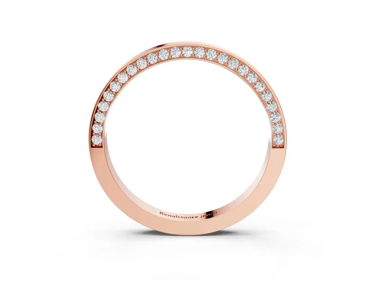 Pavé Round Diamond Channel Set Band Rose gold