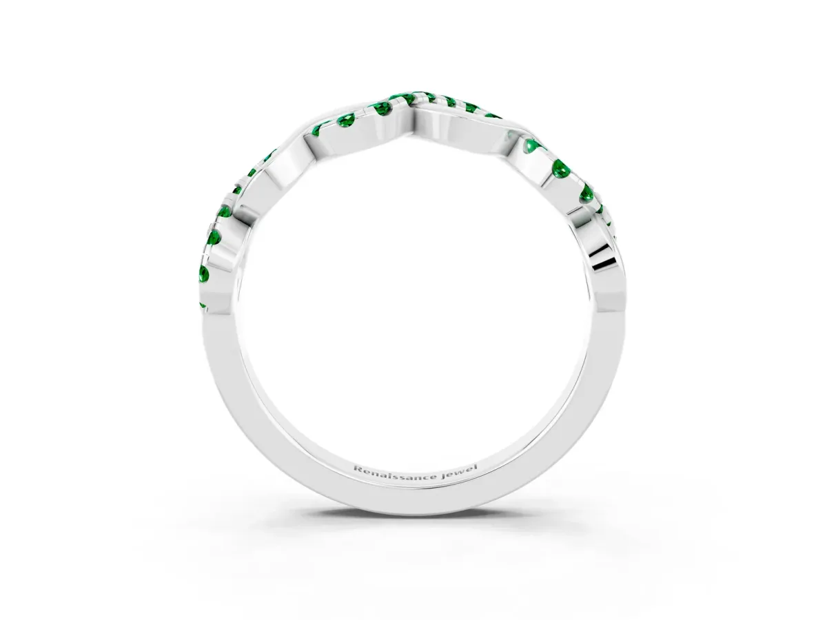 Twist Infinity Round Emerald Band with Pavé Setting Silver