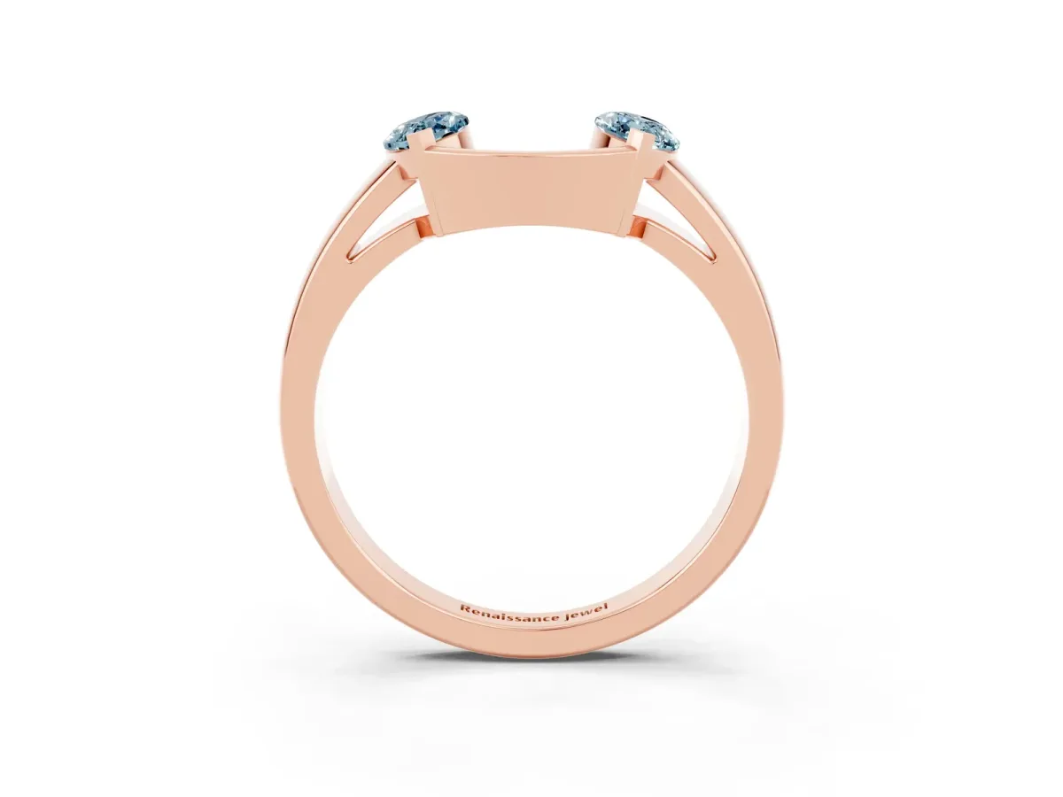 Marquise Aquamarine Open Band Ring with Tension Setting Rose gold