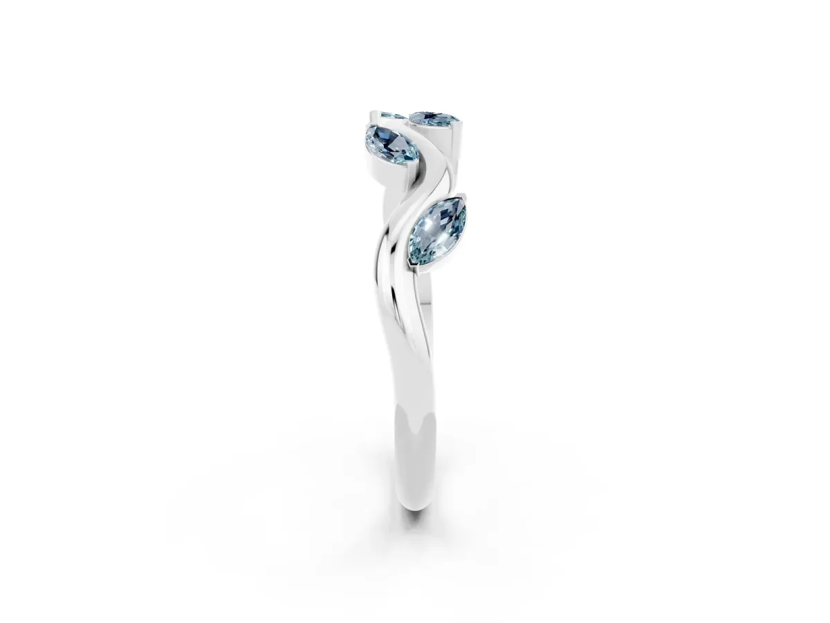 Marquise Aquamarine Twisted Band with Prong Setting Platinum