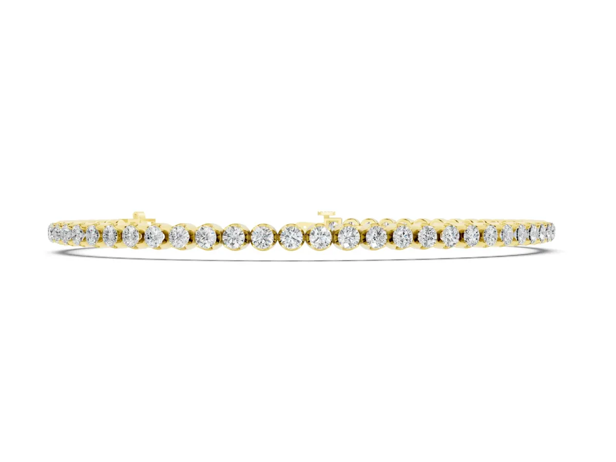 Round Diamond Bezel-Set Tennis Bracelet Yellow gold