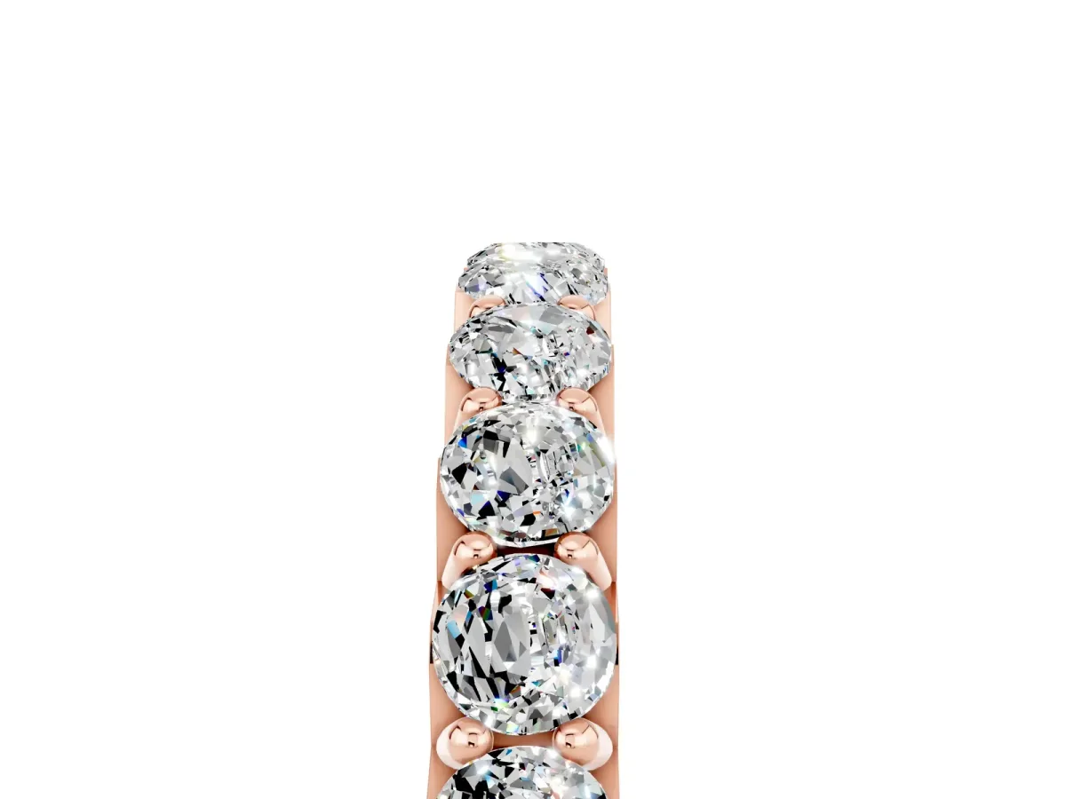 Round Moissanite Half Eternity Band with Classic Prong Setting Rose gold