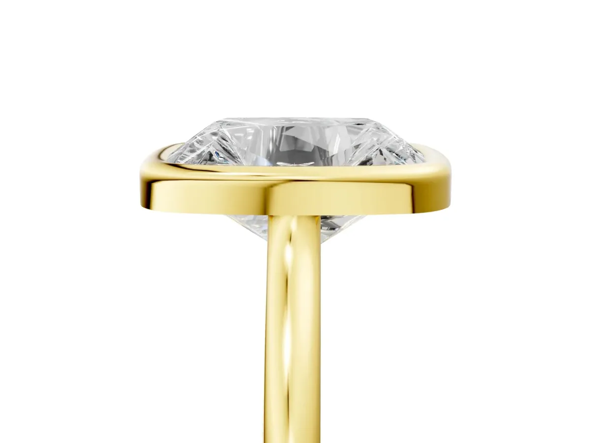 Old Mine Elongated Cushion Diamond Bezel Set Ring Yellow gold