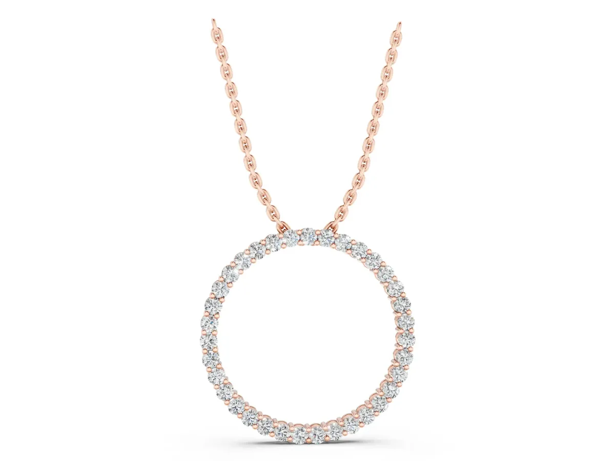 Round Diamond Eternity Pendant with Prong Setting Rose gold