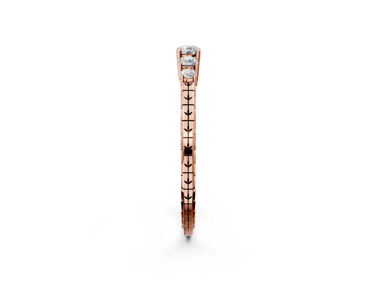 Five-Stone Round Cut Diamond Prong Set Eternity Band Rose gold