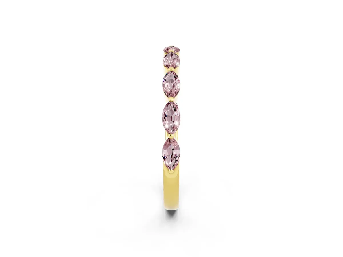 Marquise Morganite Half Eternity Band with Prong Setting Yellow gold