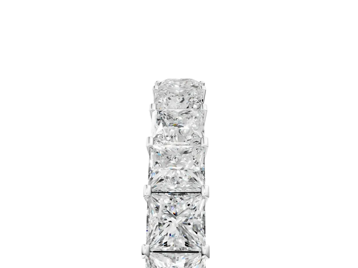 Princess Cut Diamond Eternity Band with Channel Setting and Shared Prong Platinum