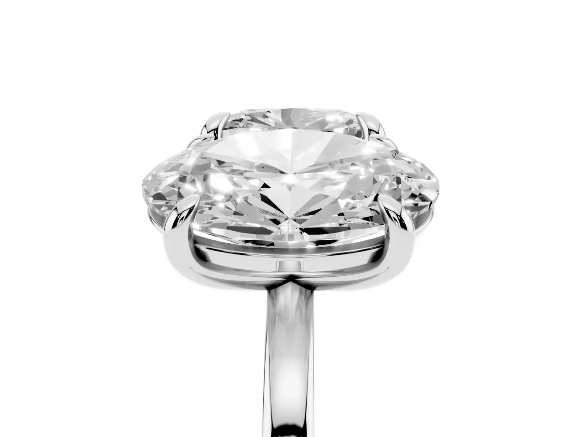 Oval and Cushion Toi Moi Ring with Prong Setting and Plain Band Silver