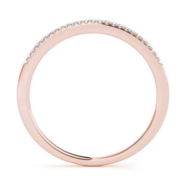 Round Diamond Pavé Set Slim Band with Shared Prong Setting Rose gold
