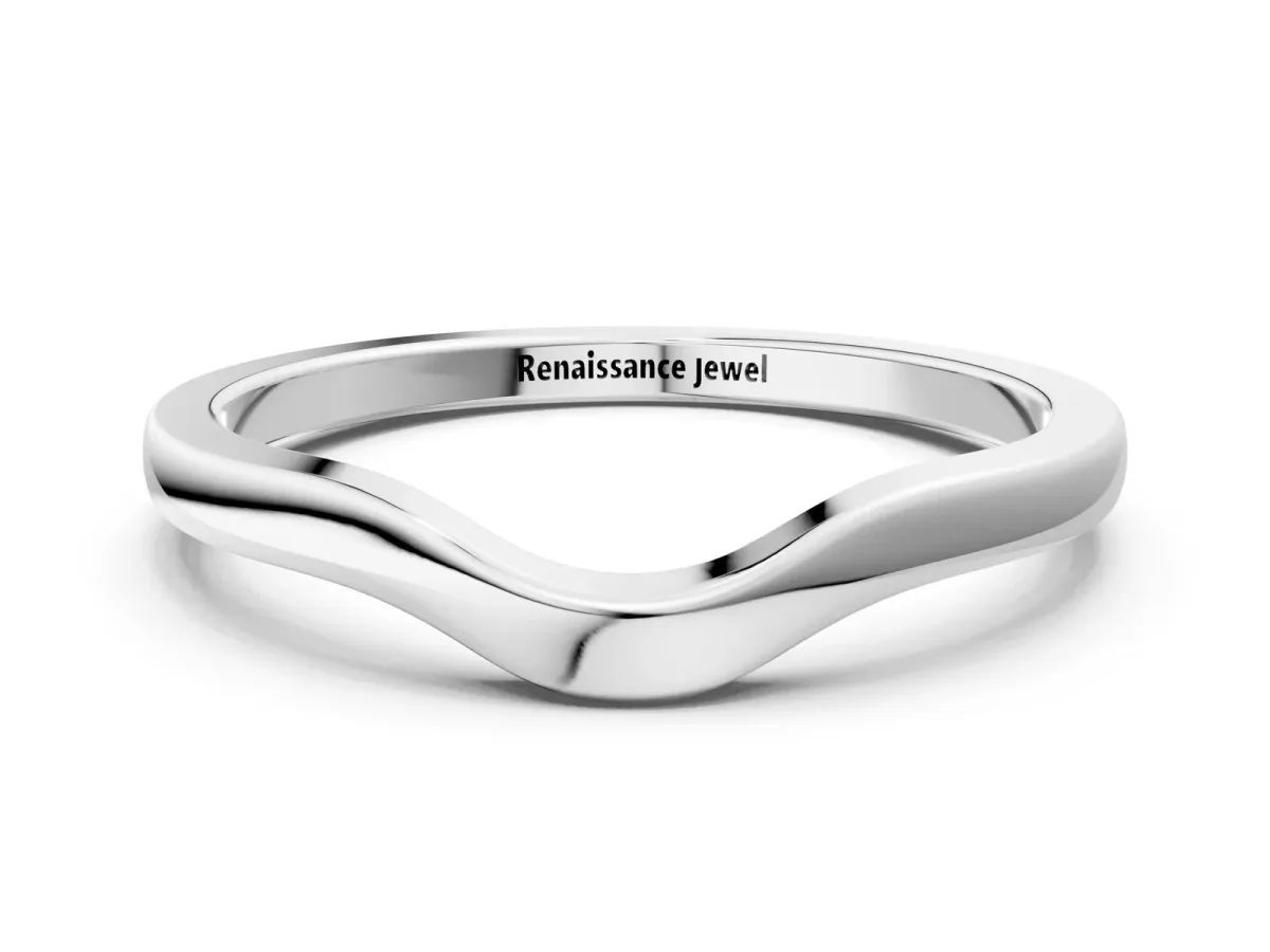 Curved Plain Band White gold