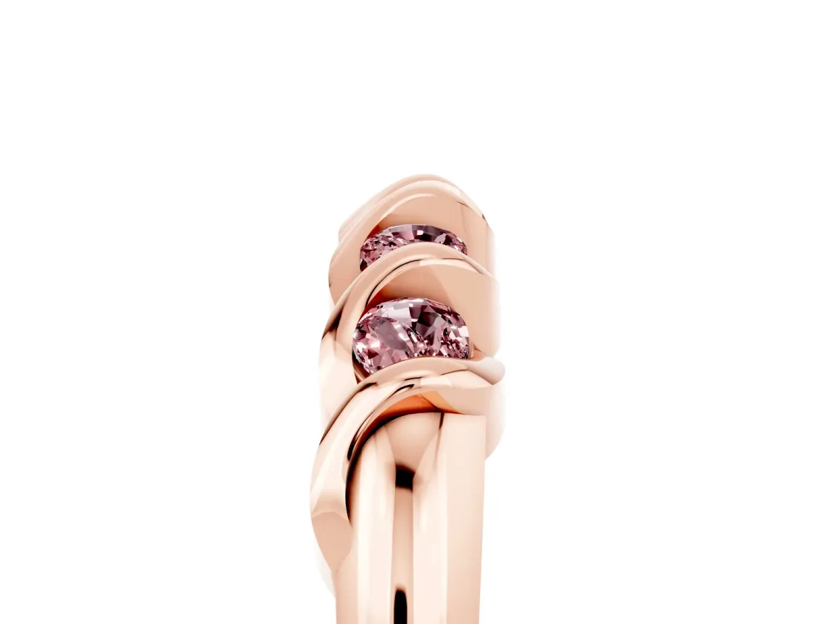 Round Morganite Eternity Band with Twist Prong Setting Rose gold