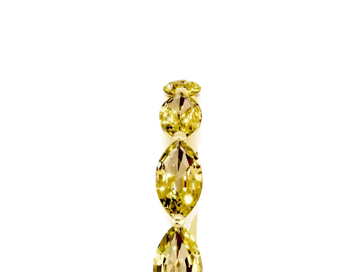 Marquise Yellow Sapphire Half Eternity Band with Prong Setting Yellow gold