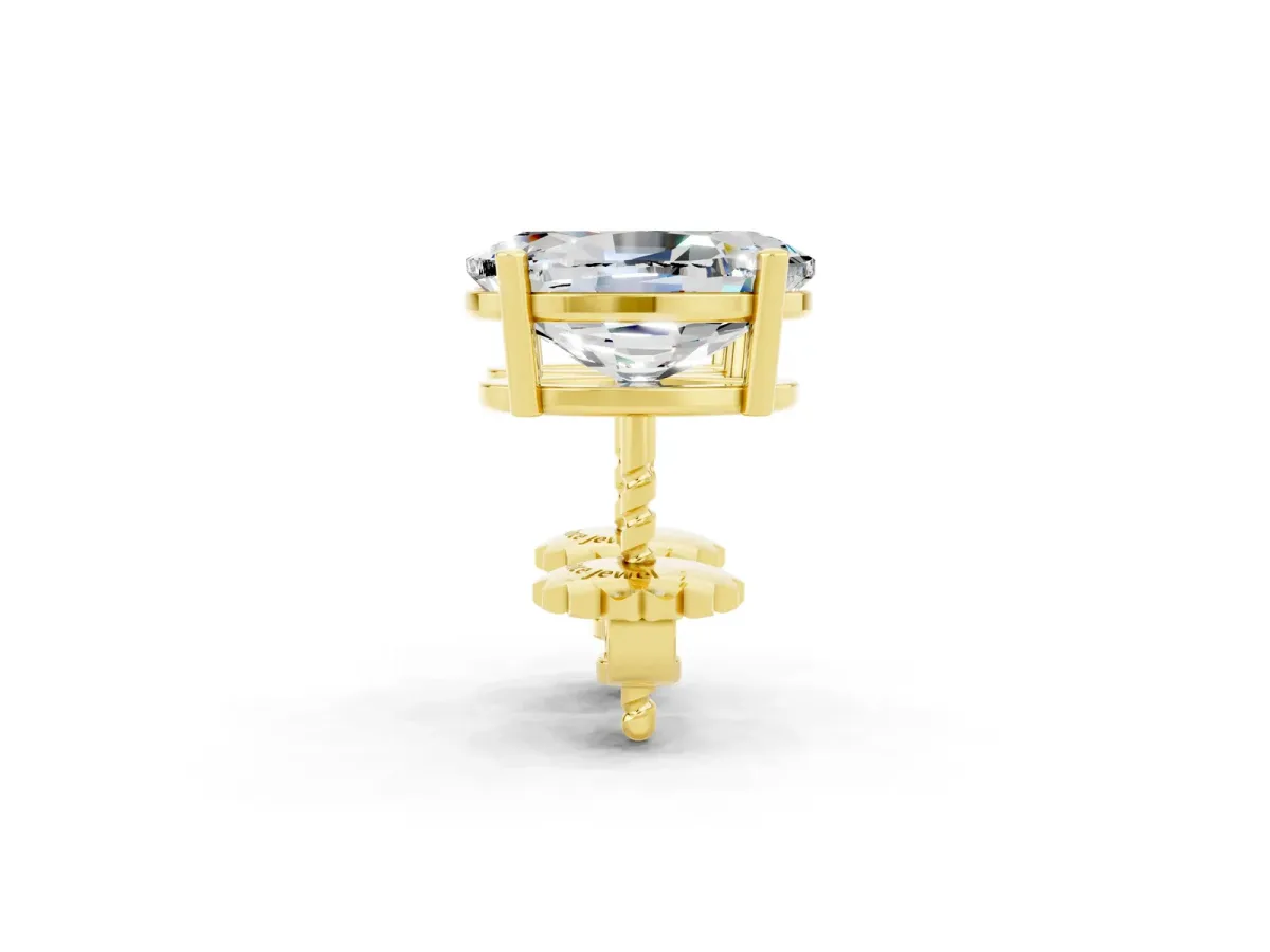 Oval Cut Moissanite Stud Earrings Yellow gold