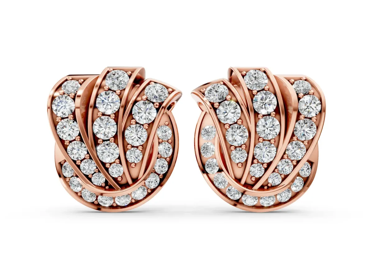 Round Diamond Pavé Knot Stud Earrings Rose gold