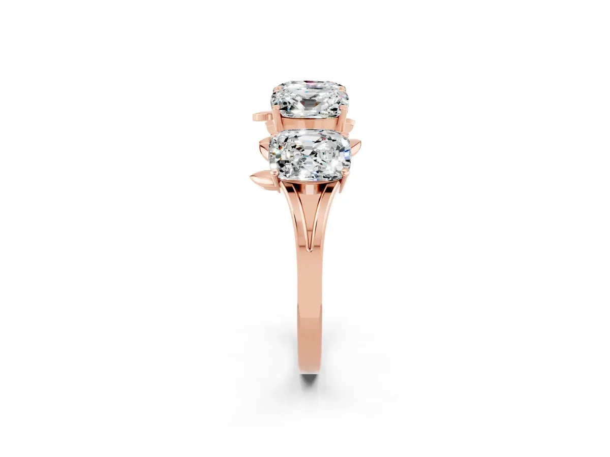 Emerald Cut Moissanite Prong-Set Half Eternity Band Rose gold