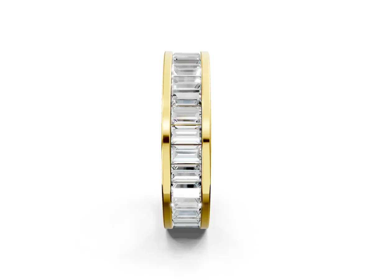 baguette Cut eternity band with channel set Yellow gold