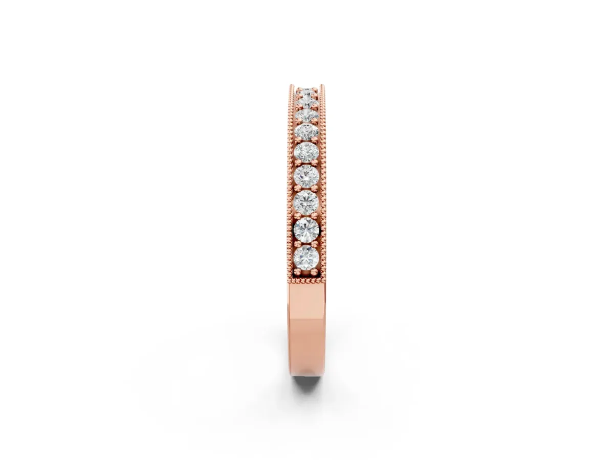 Round Diamond Milgrain Pavé Eternity Band Rose gold