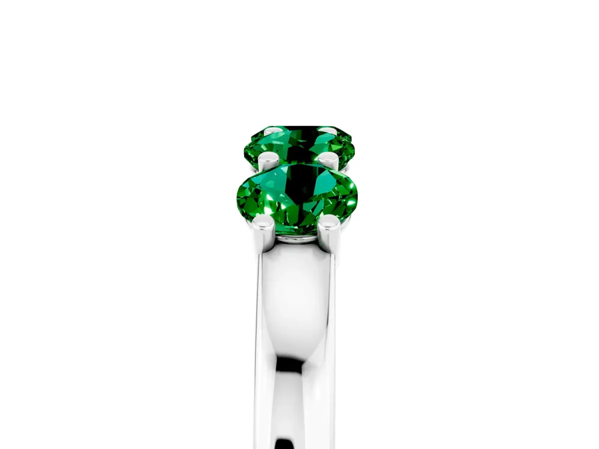 Four-Stone Round Emerald Prong-Set Band Platinum