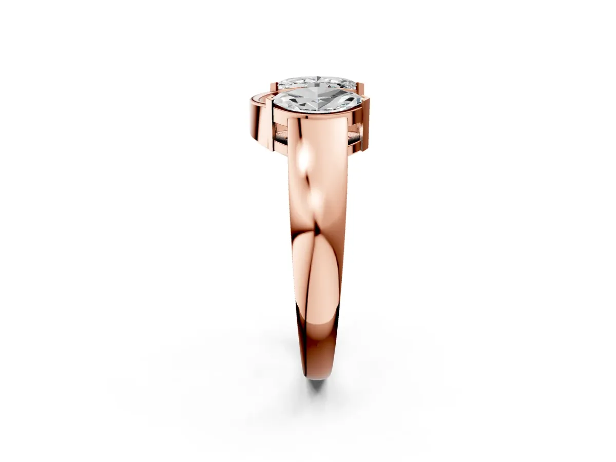 Marquise Diamond Open Band Ring with Tension Setting Rose gold