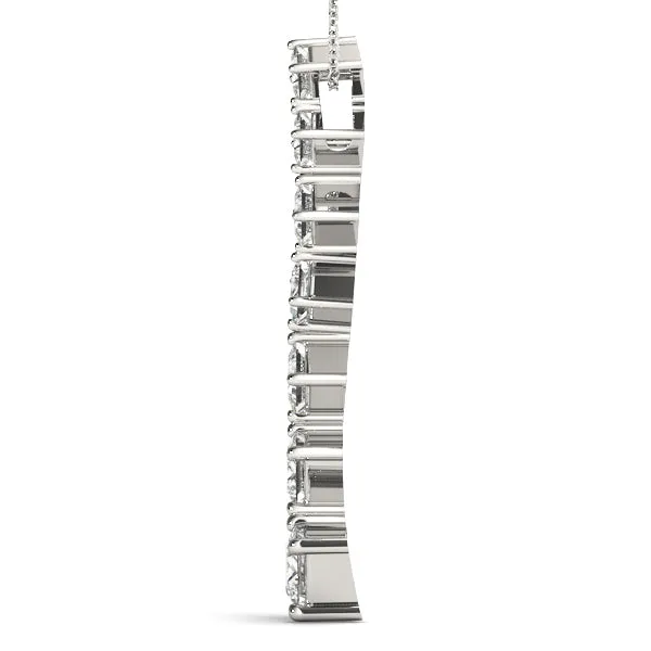 Princess Cut Diamond Graduated Prong Pendant White gold