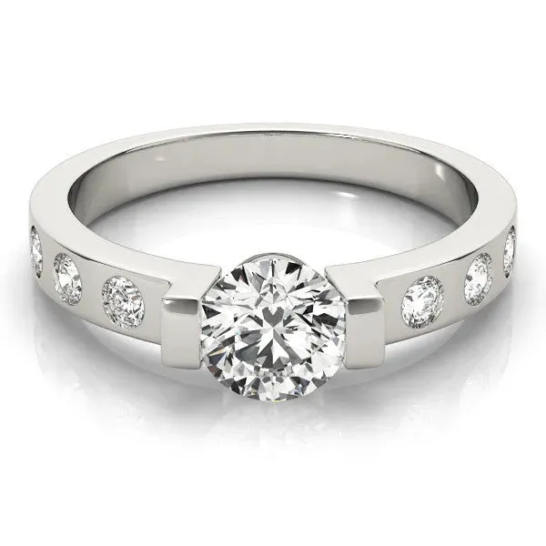 Radiant Cut Brilliant Channel-Set Diamond Ring with Bezel Prong Setting Platinum