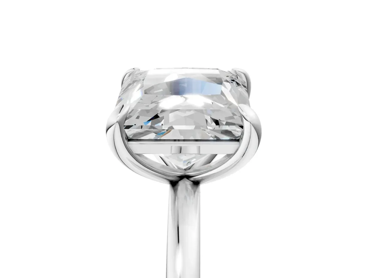 Cushion and Princess Toi Moi Ring with Prong Setting and Plain Band Silver