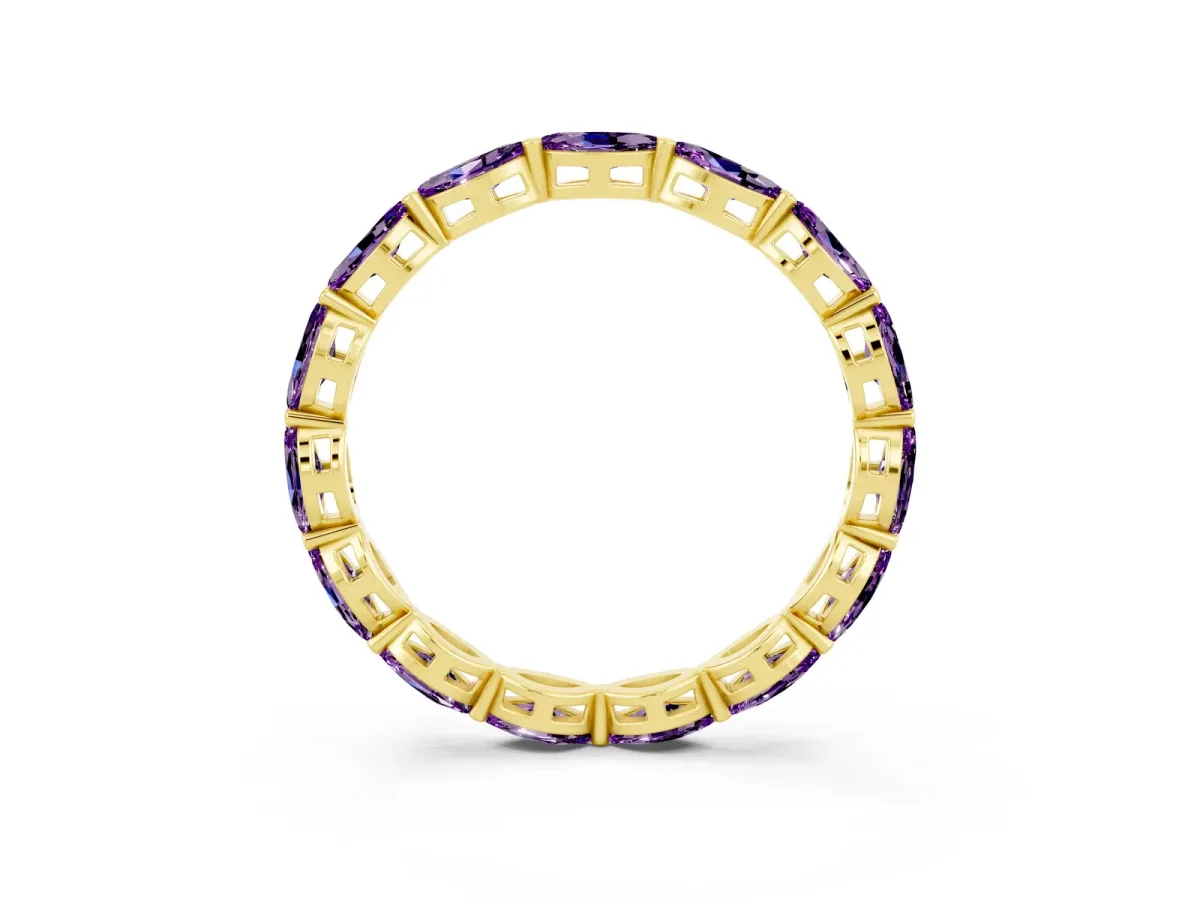 Marquise Amethyst Eternity Band with U-Prong Setting Yellow gold