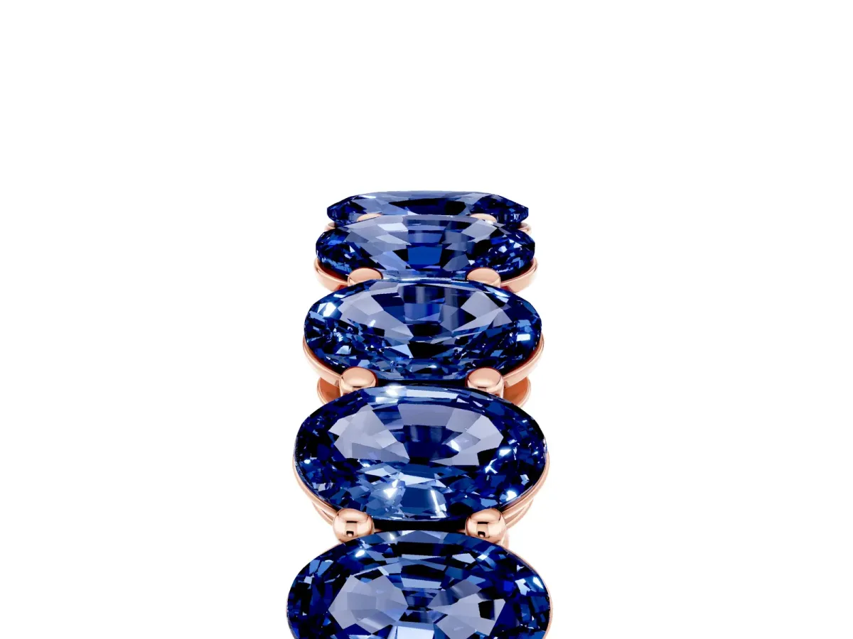 Oval Cut Blue Sapphire Eternity Band with Shared Prong Setting Rose gold