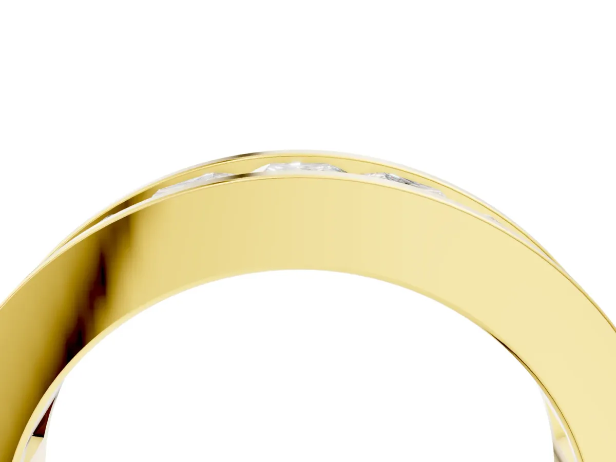 Princess Cut Eternity Band with Channel Set Yellow gold