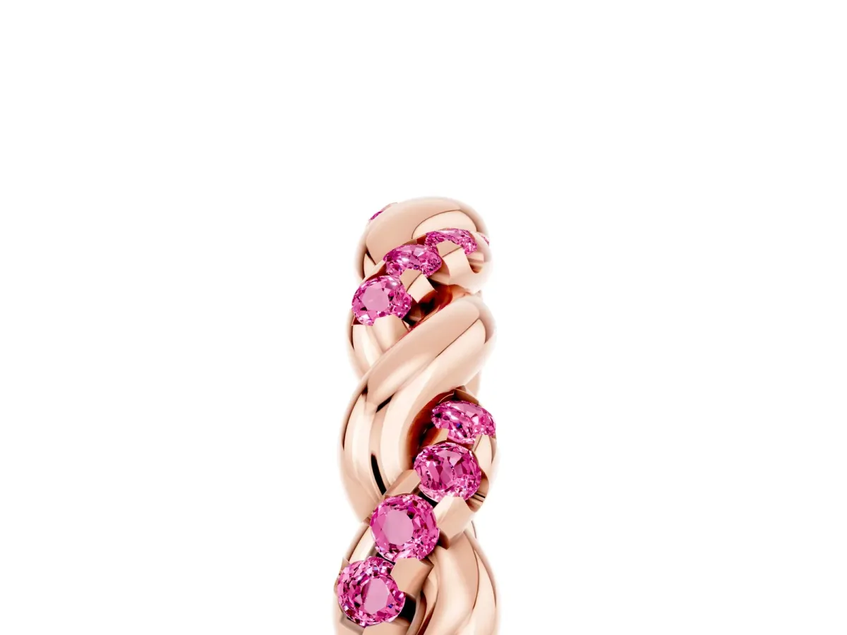 Twisted Pavé Round Pink Sapphire Eternity Band Rose gold