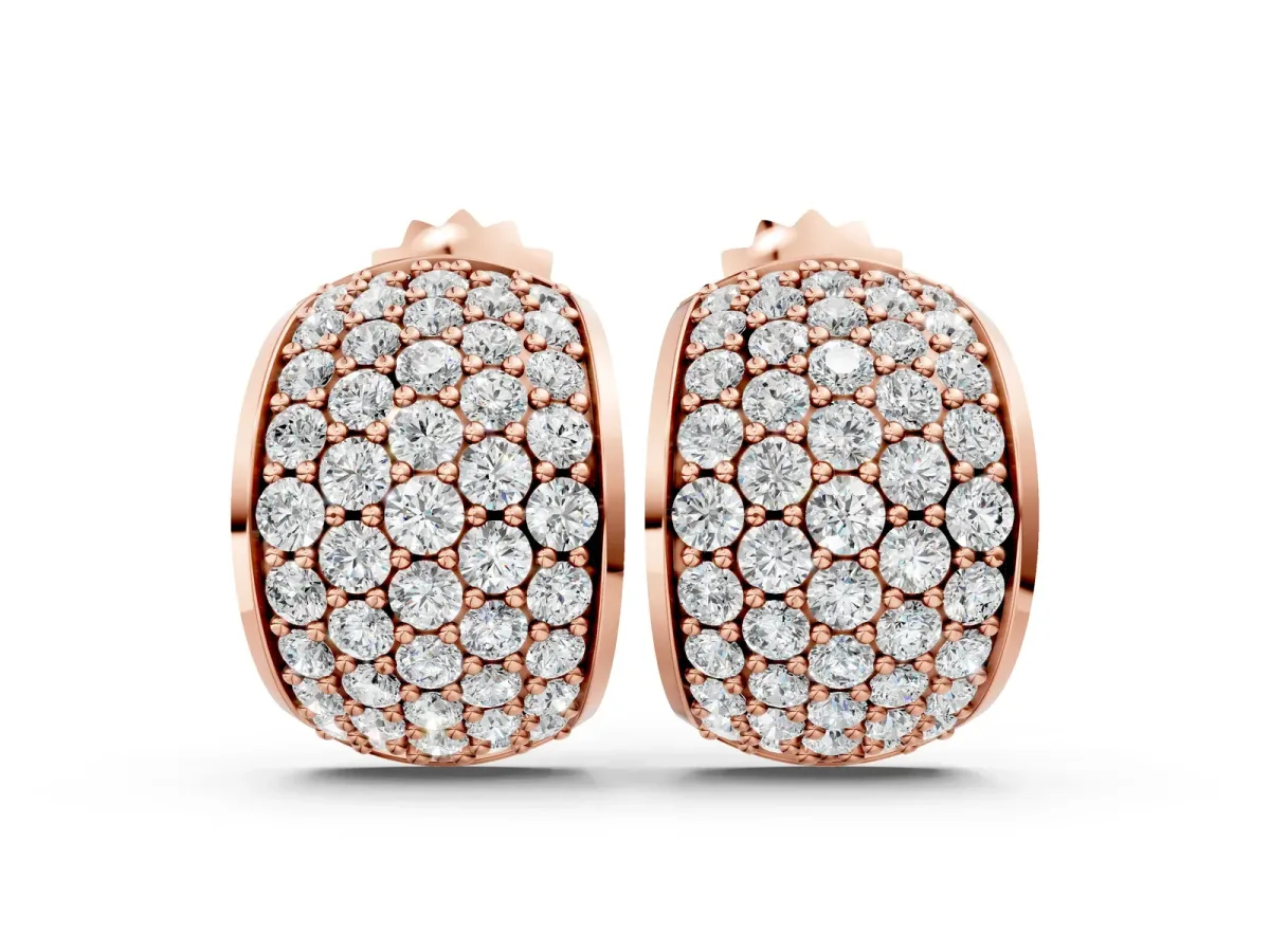 Pavé Round Diamond Huggie Earrings with Prong Setting Rose gold