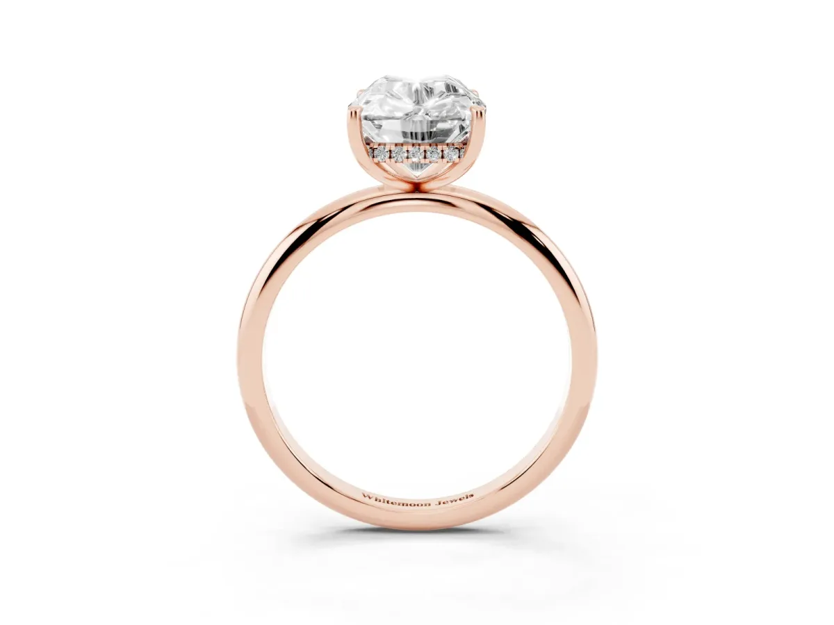 Old Mine Elongated Cushion Diamond Classic Band Four Prong Solitaire Ring Rose gold