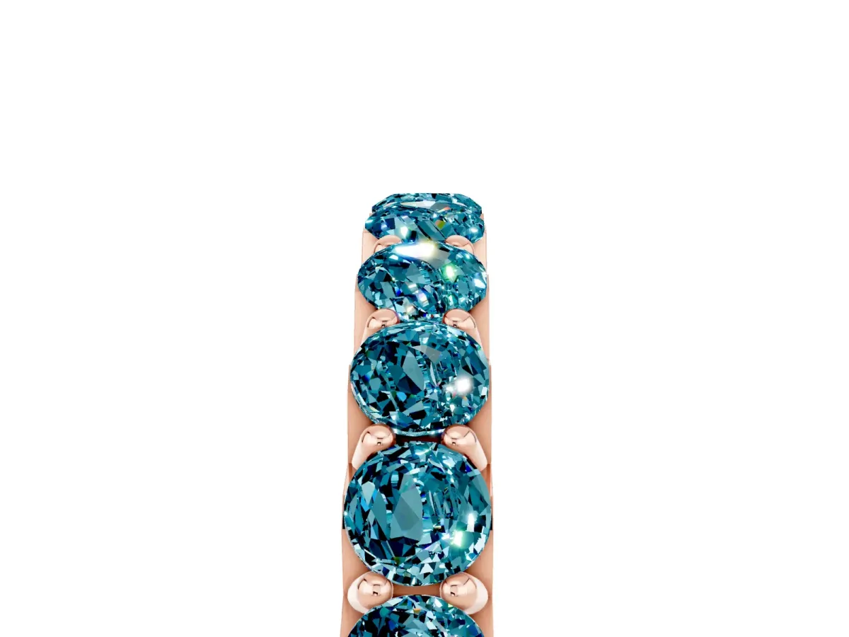Round Blue Topaz Half Eternity Band with Classic Prong Setting Rose gold