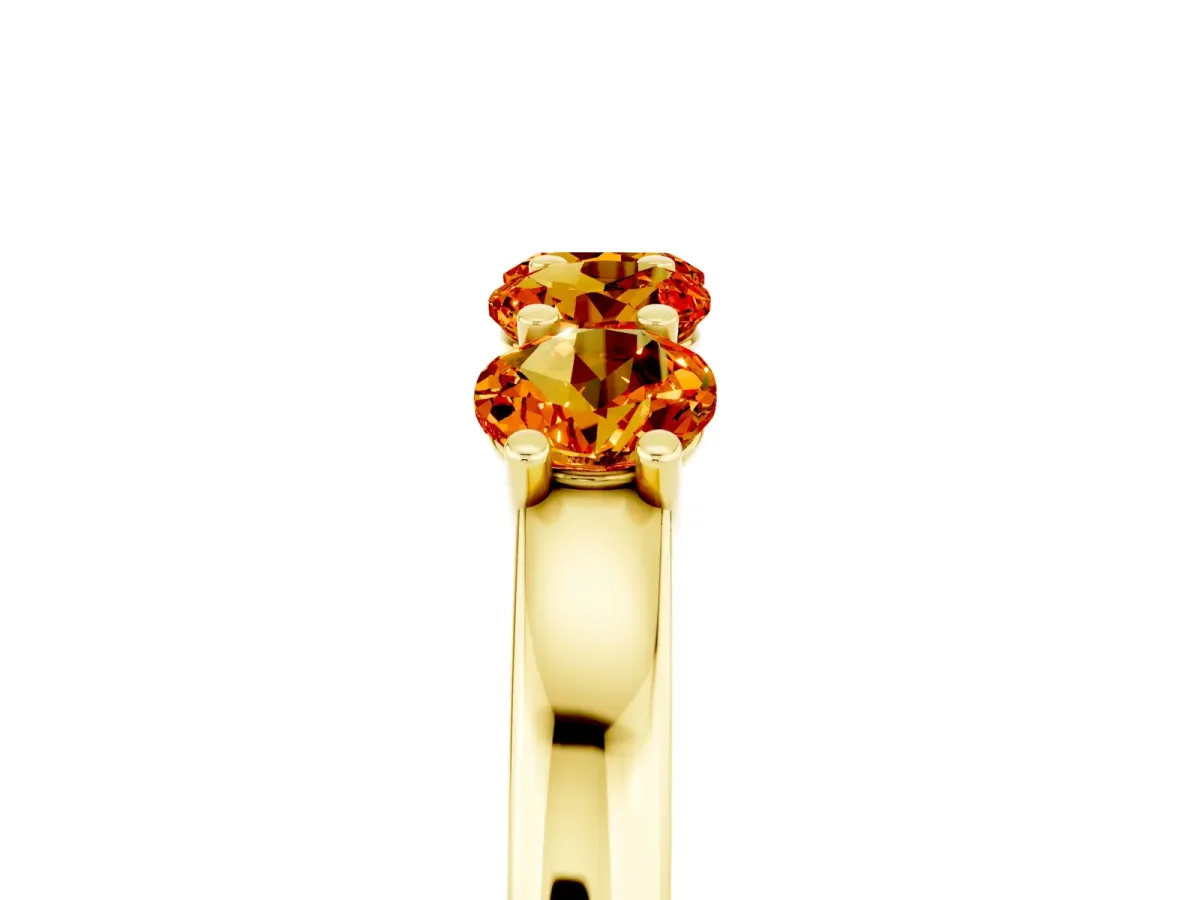 Four-Stone Round Citrine Prong-Set Band Yellow gold